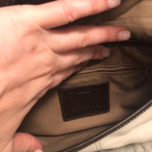 White and brown leather Coach purse - Picture 3 of 3